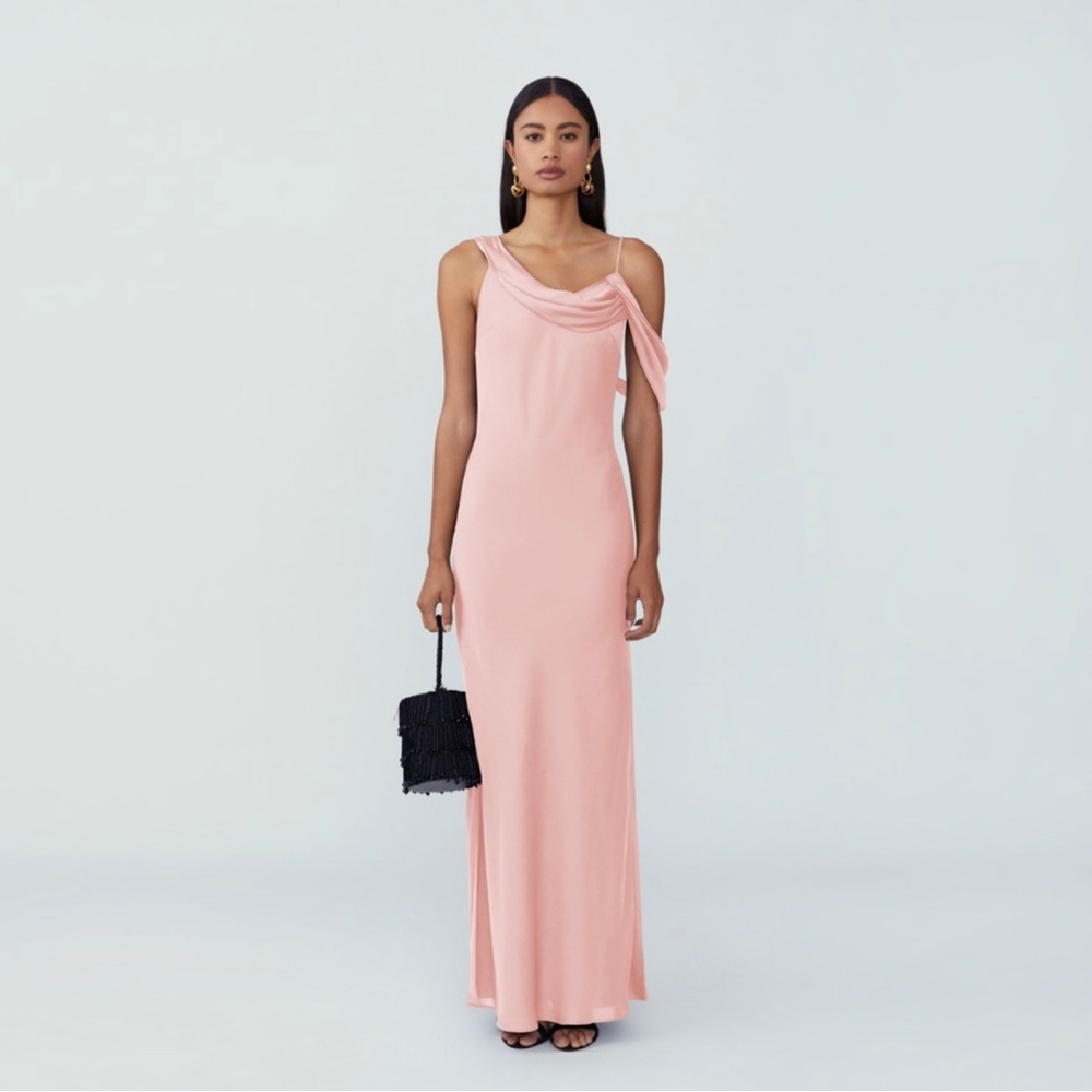 Fame and Partners Francois Dress Matte Satin Pale Pink Size 6